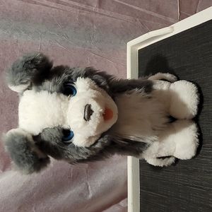 Animated Husky Dog 16 inches tall grey and white
